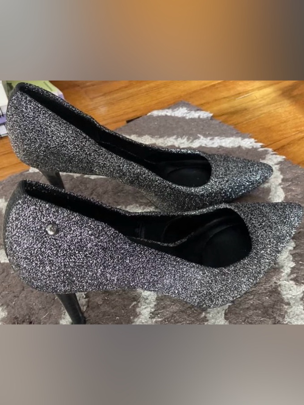 Elegant Black Glitter Heels